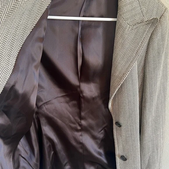 MICHAEL KORS Herringbone Suit Blazer SZ 12 Equestrian Campus Dark Academia